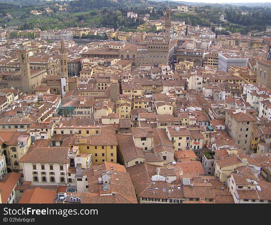 Florence city centre (Palazzo Vecchio, Bargello, Badia, Orsanmichele) - bird's eye view from Brunelleschi's dome