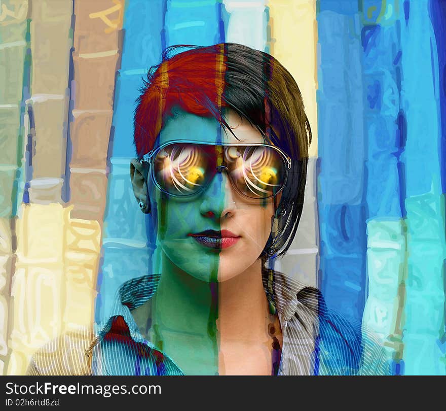 Young girl wearing sunglasses (composition). Young girl wearing sunglasses (composition)