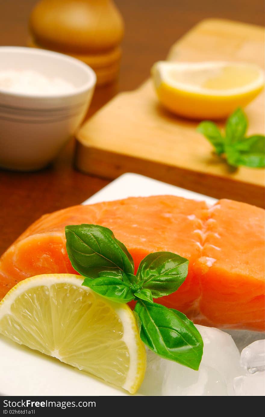 Salmon steak still life