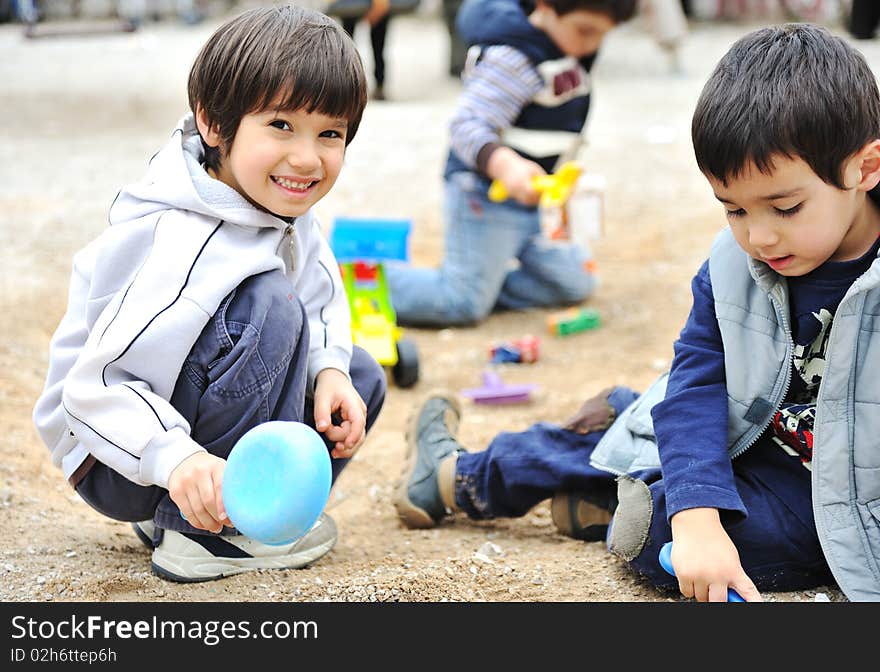 Cute positive kid on the park