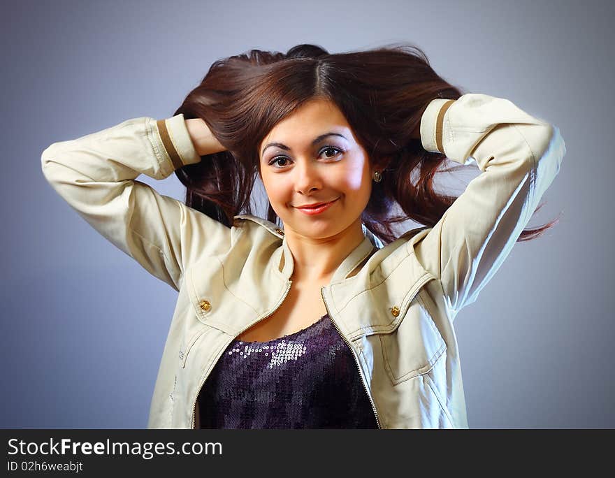 Young woman posing in studio