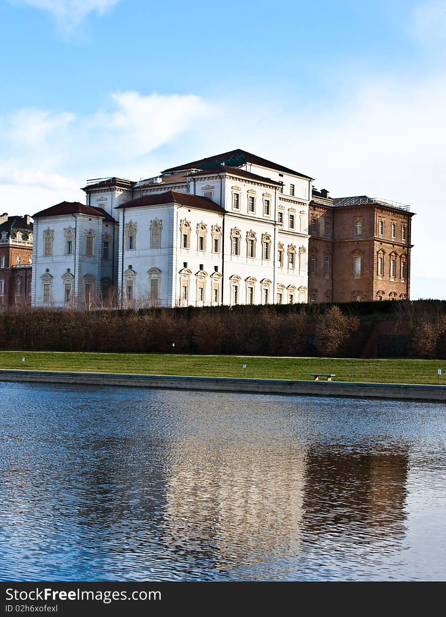 Venaria Reale (Italy) royal palace, view from the pool