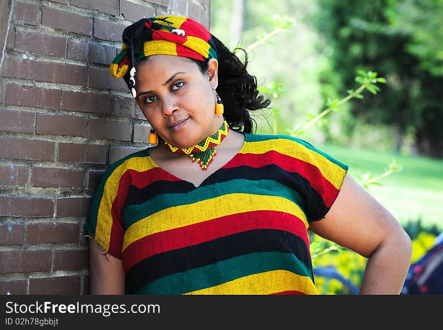 Beautiful Ethiopian young woman wearing traditional Ethiopian style tribal clothes. Beautiful Ethiopian young woman wearing traditional Ethiopian style tribal clothes