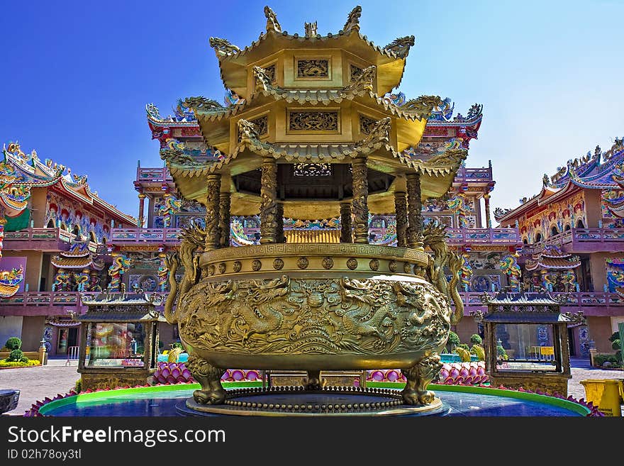 Chinese temple, a beautiful color pattern.