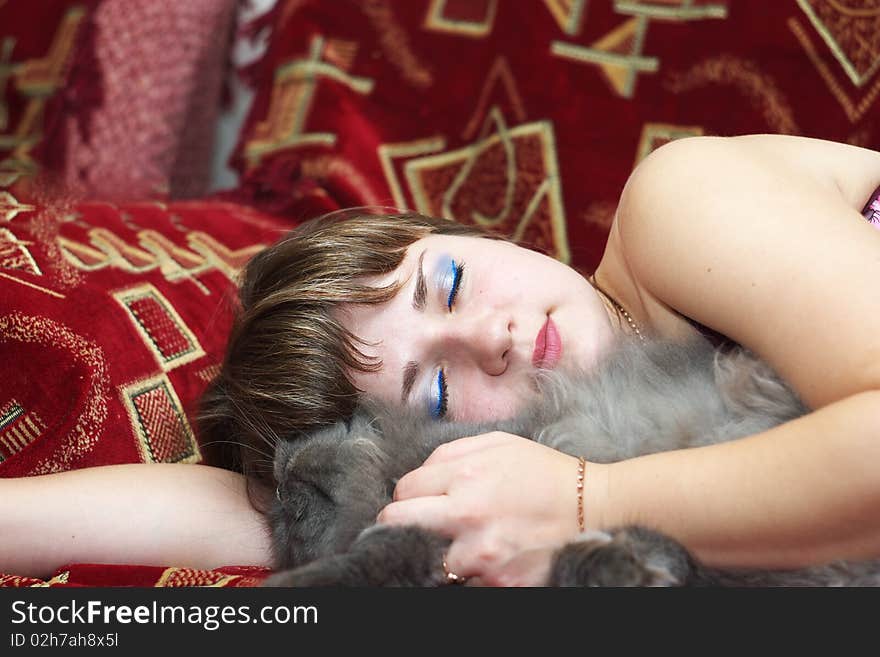 Photo of the beautiful woman sleeping in bed. Photo of the beautiful woman sleeping in bed