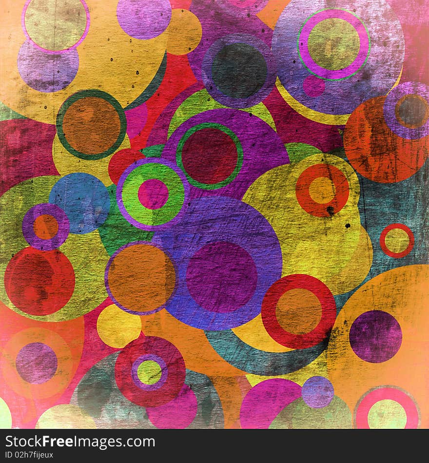 Grunge circles on the wall, abstract background