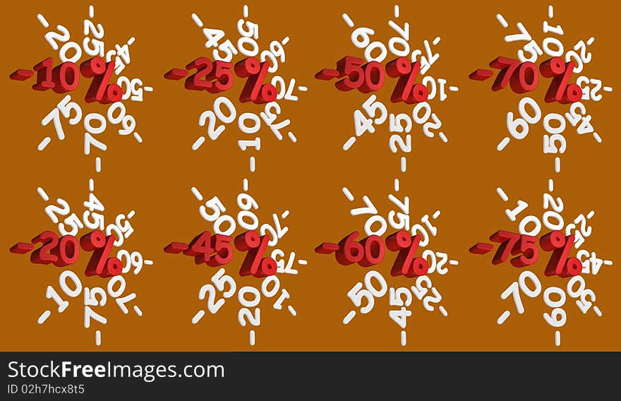 Illustration about discounts - Percent Set - 3D