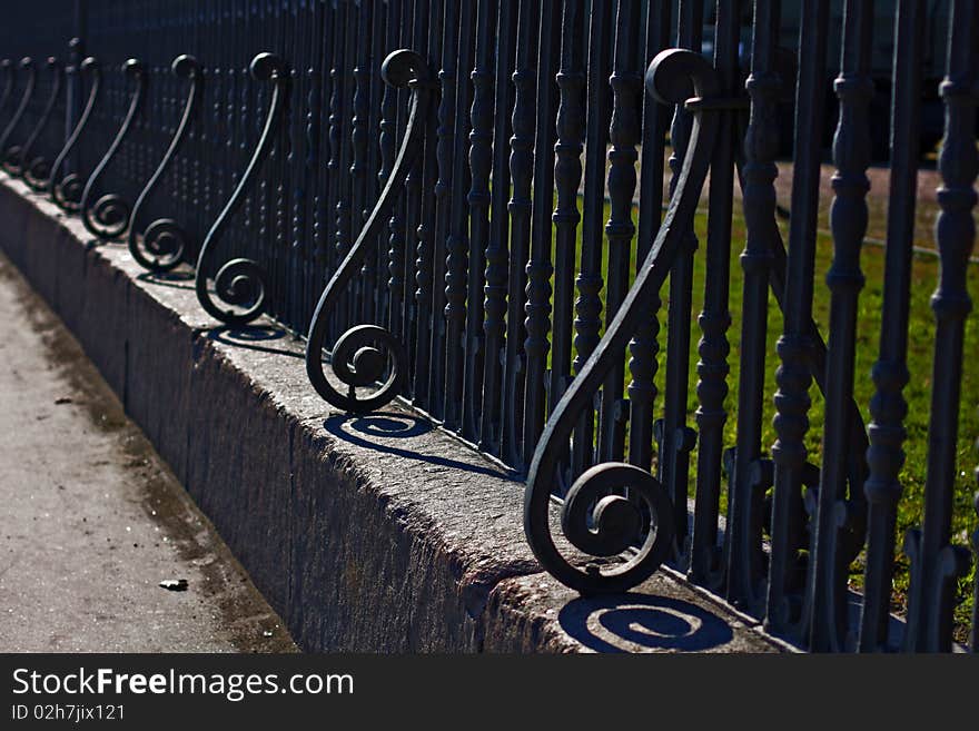 S-type curled iron fence in spring