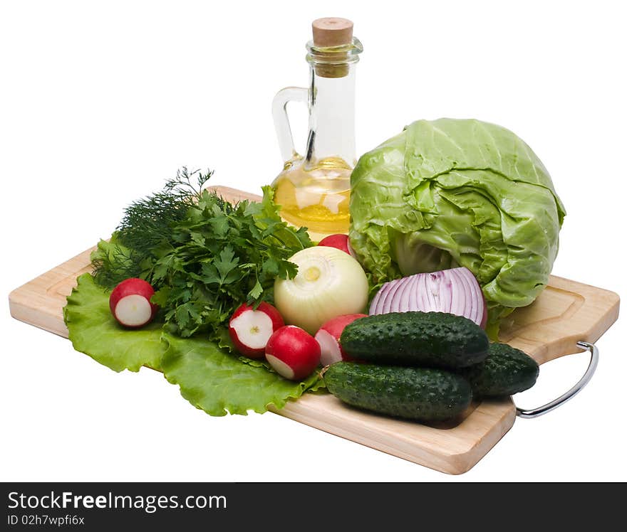 Fresh green-stuffs on cutting board