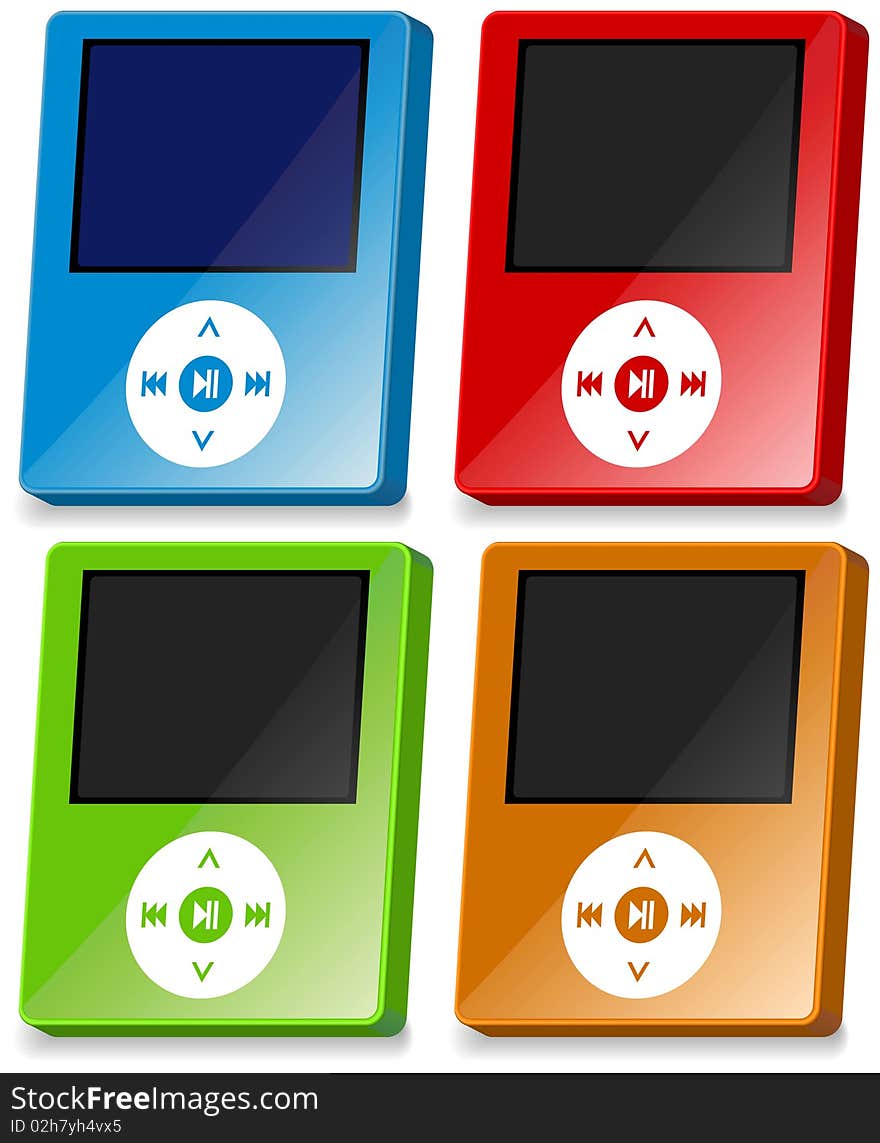 Stylish icon, portable mp3 a player, a  illustration.