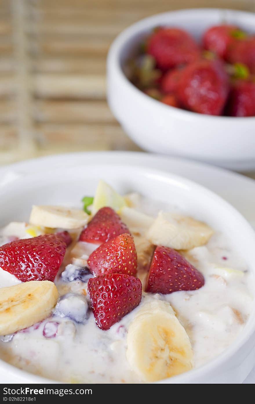 Fruit salad with fresh strawberries