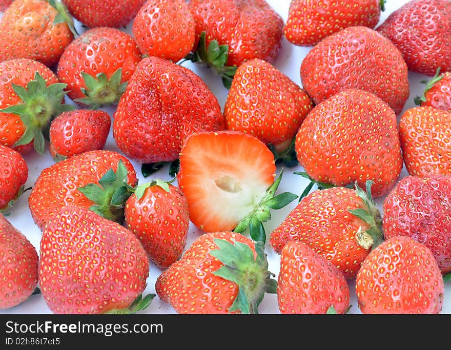 Fresh red strawberry on a white background