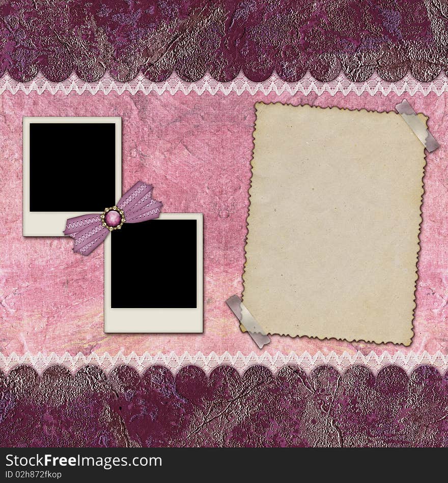 Frames for photos of various formats, on burgundy background