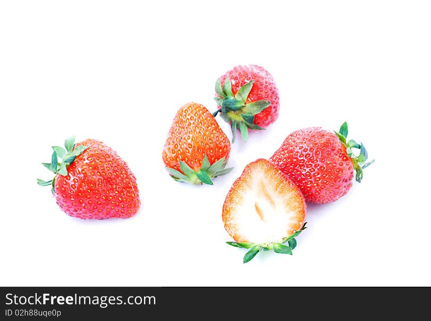 Fresh red strawberry on a white background