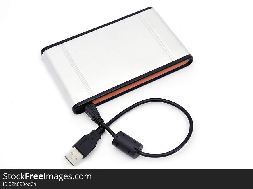 Portable hard drive on a white background. Portable hard drive on a white background