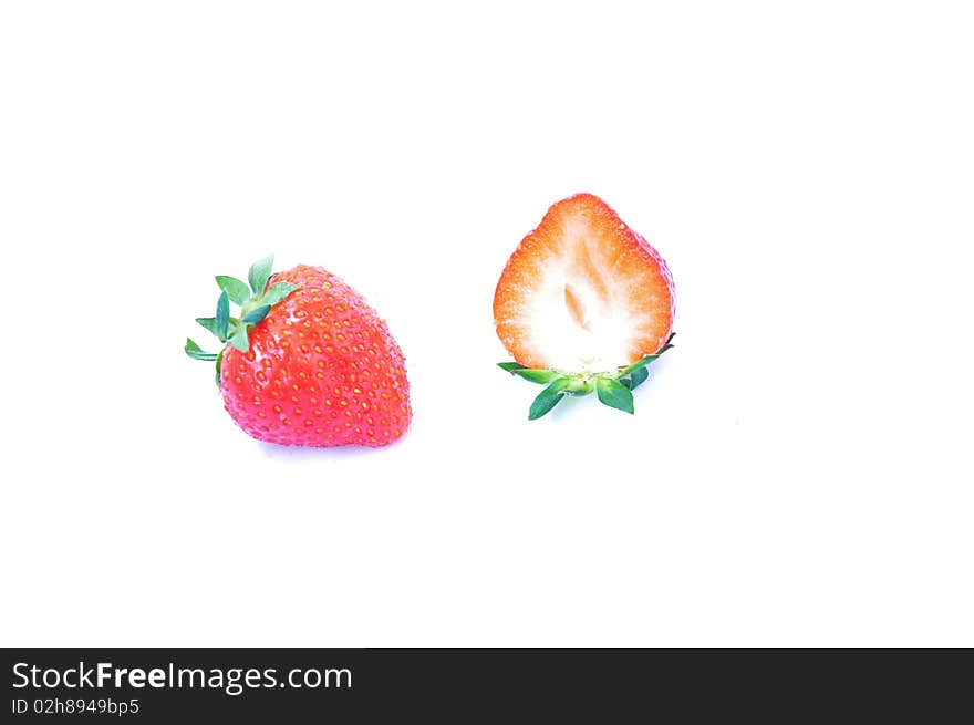 Fresh red strawberry on a white background