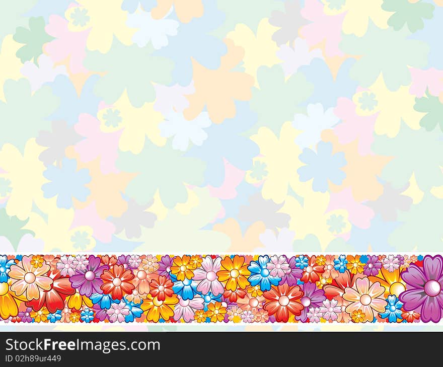 Pastel floral background with border-vector