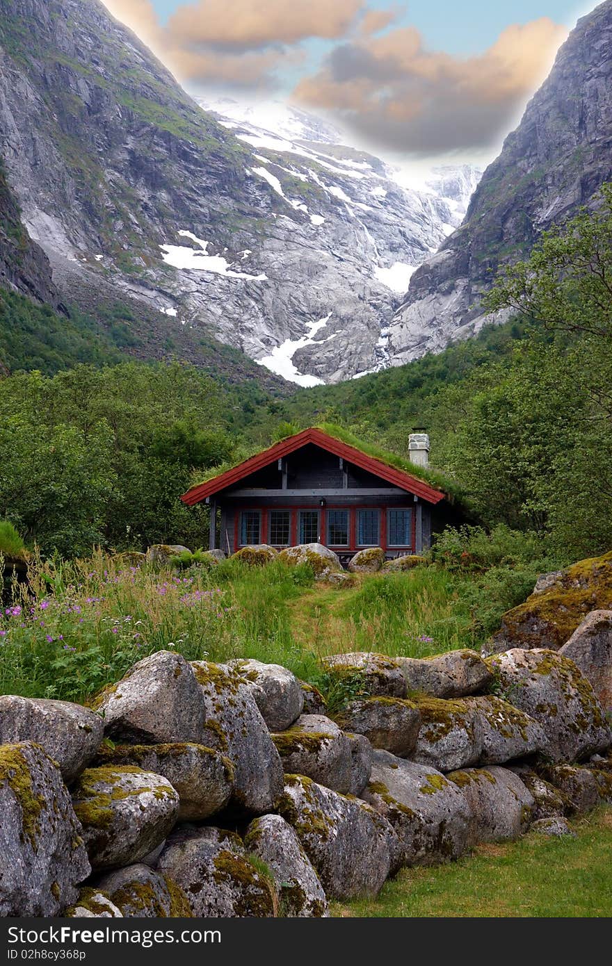 Mountain cabin, picture was taken in Norway. Mountain cabin, picture was taken in Norway