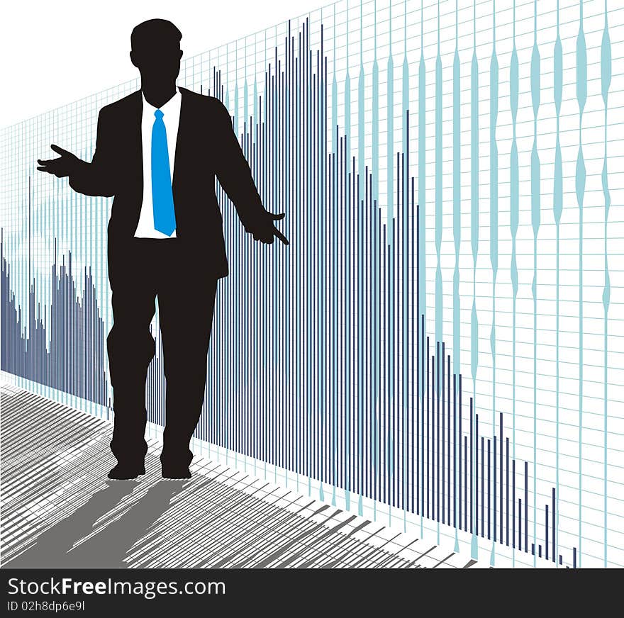 Businessman from the global graph, vector illustration