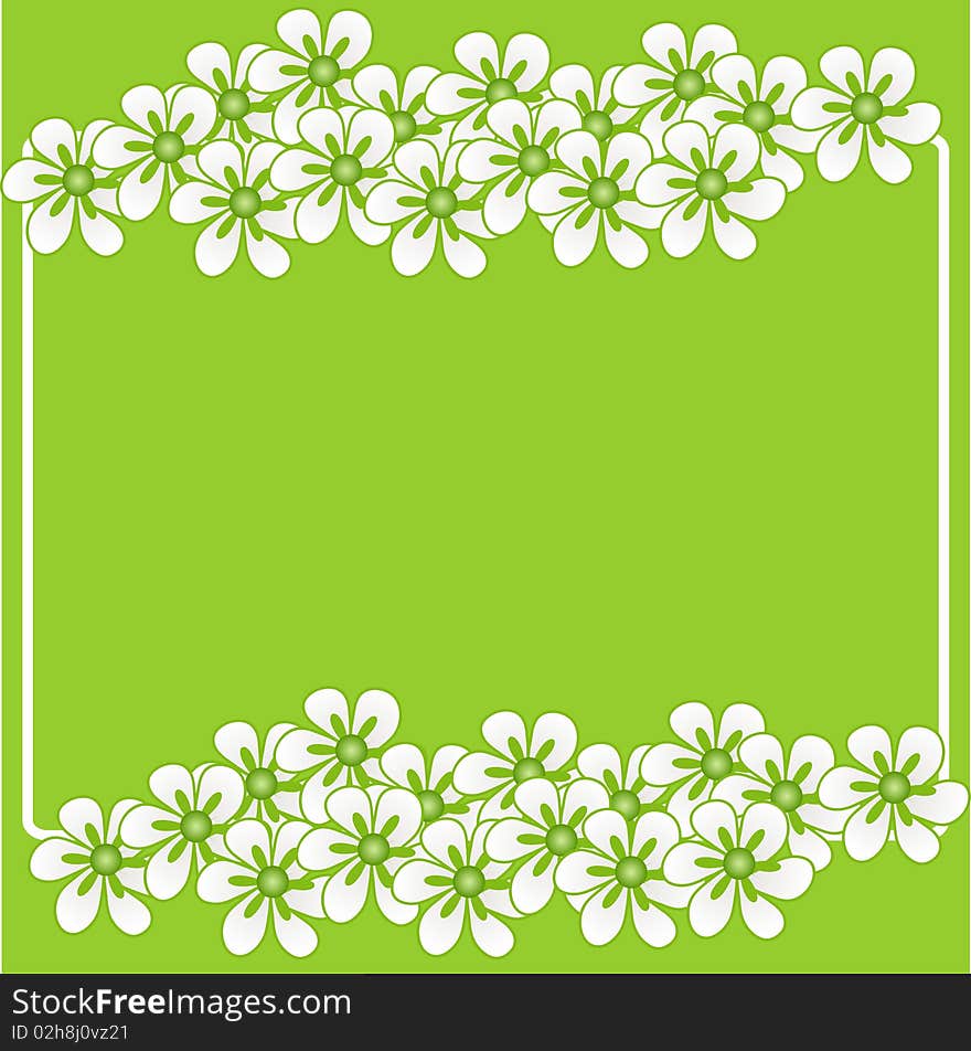 Bright green floral background with daisies