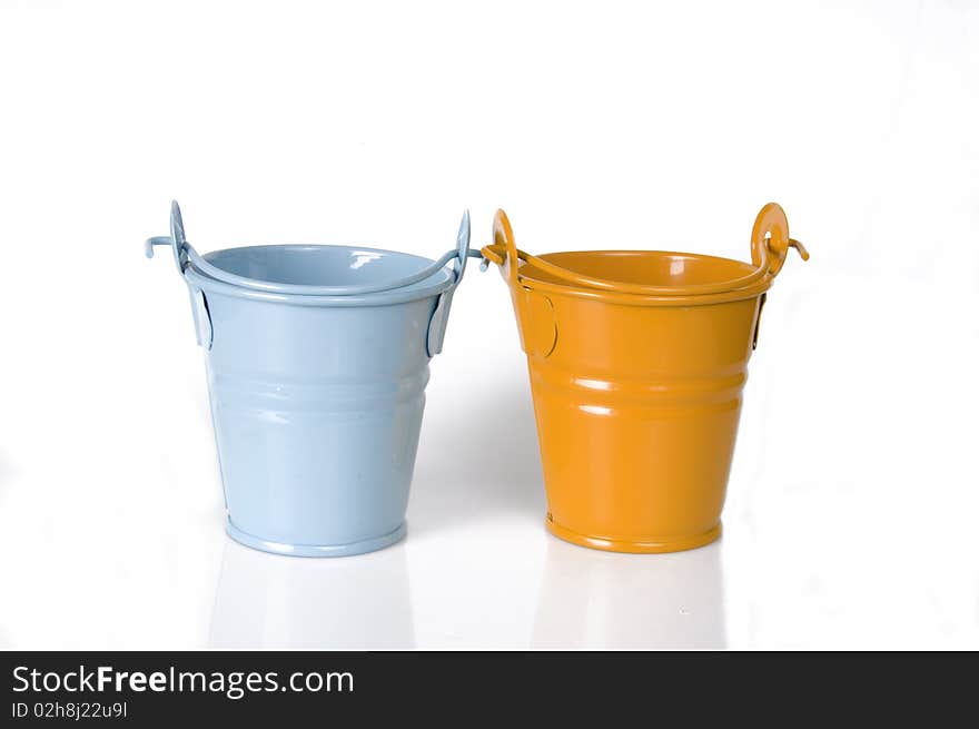 Empty clay pot isolated on white background