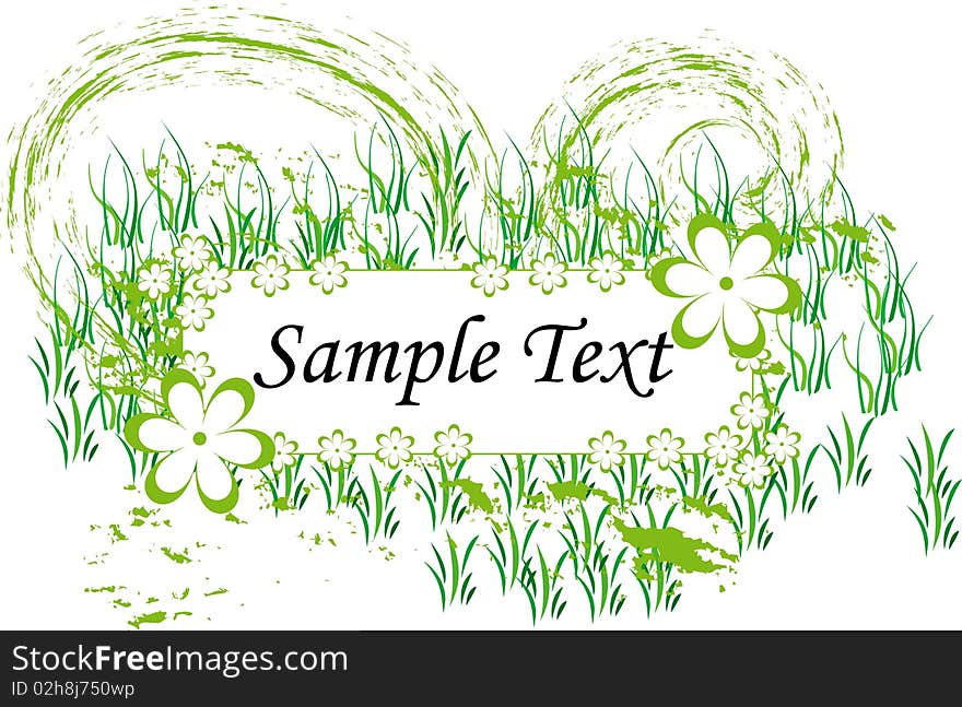 Floral frame for text with a grassy meadow. Floral frame for text with a grassy meadow