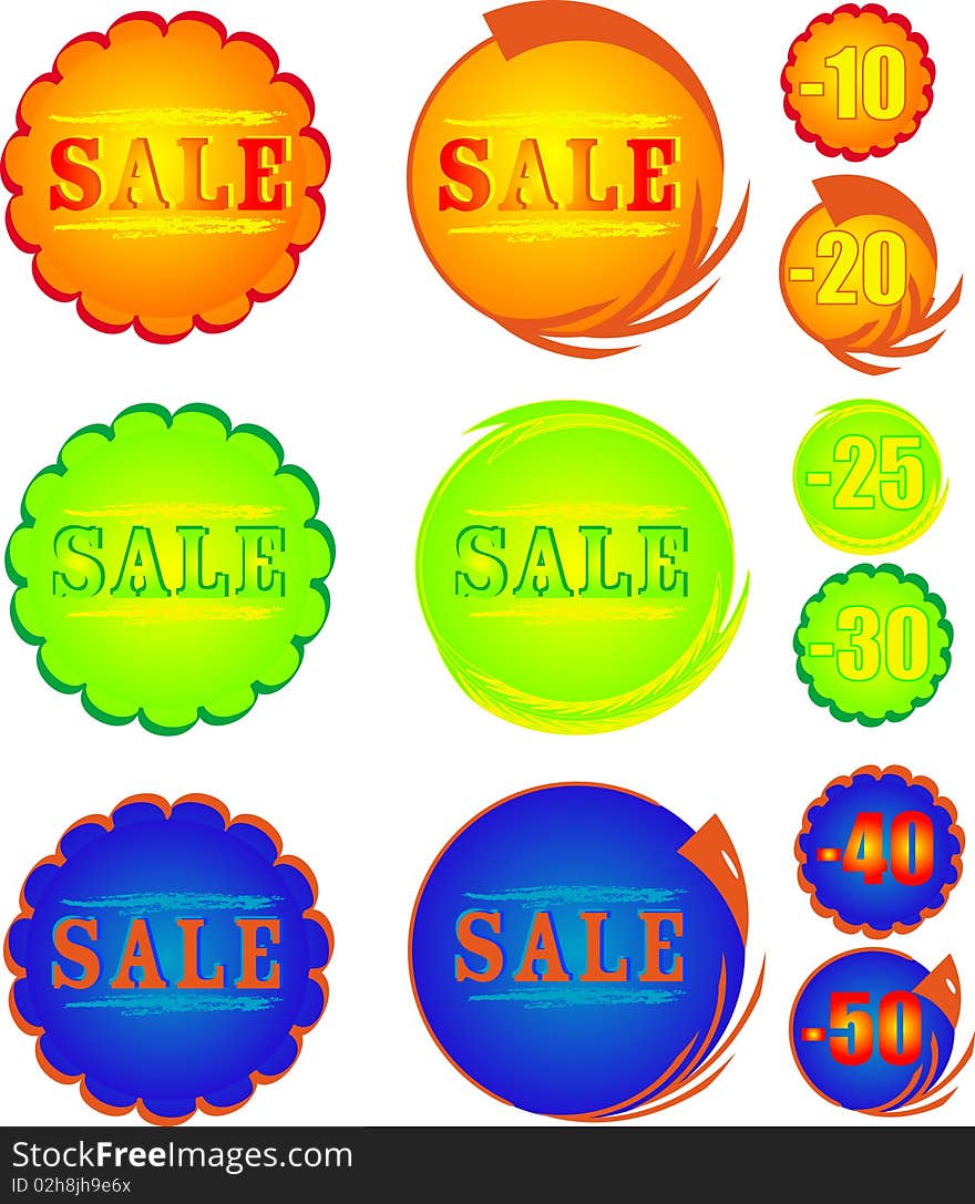 Vector - Glossy sale tag stickers with discount. Vector - Glossy sale tag stickers with discount