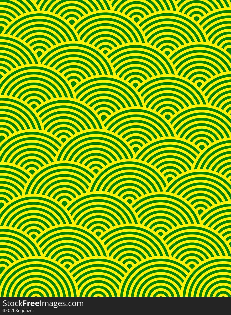 Seamless yellow arc on green background