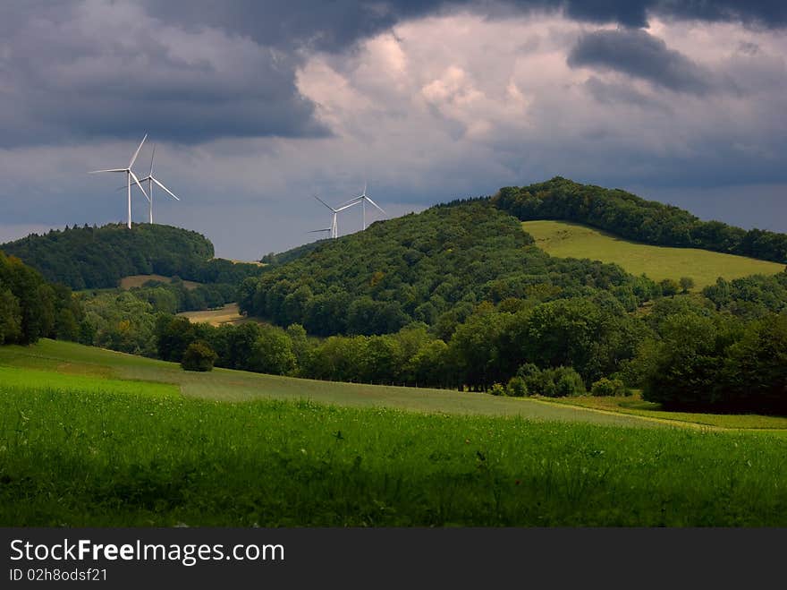 Aeolian energy in landscape with forest