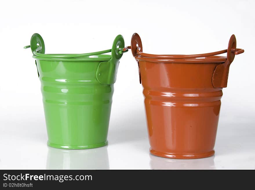 Empty clay pot isolated on white background