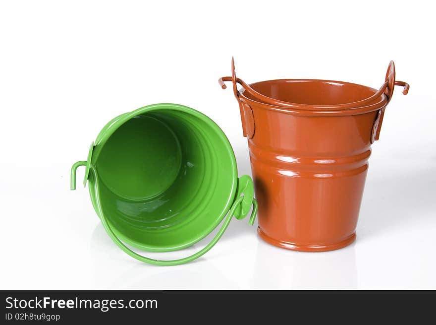 Empty clay pot isolated on white background