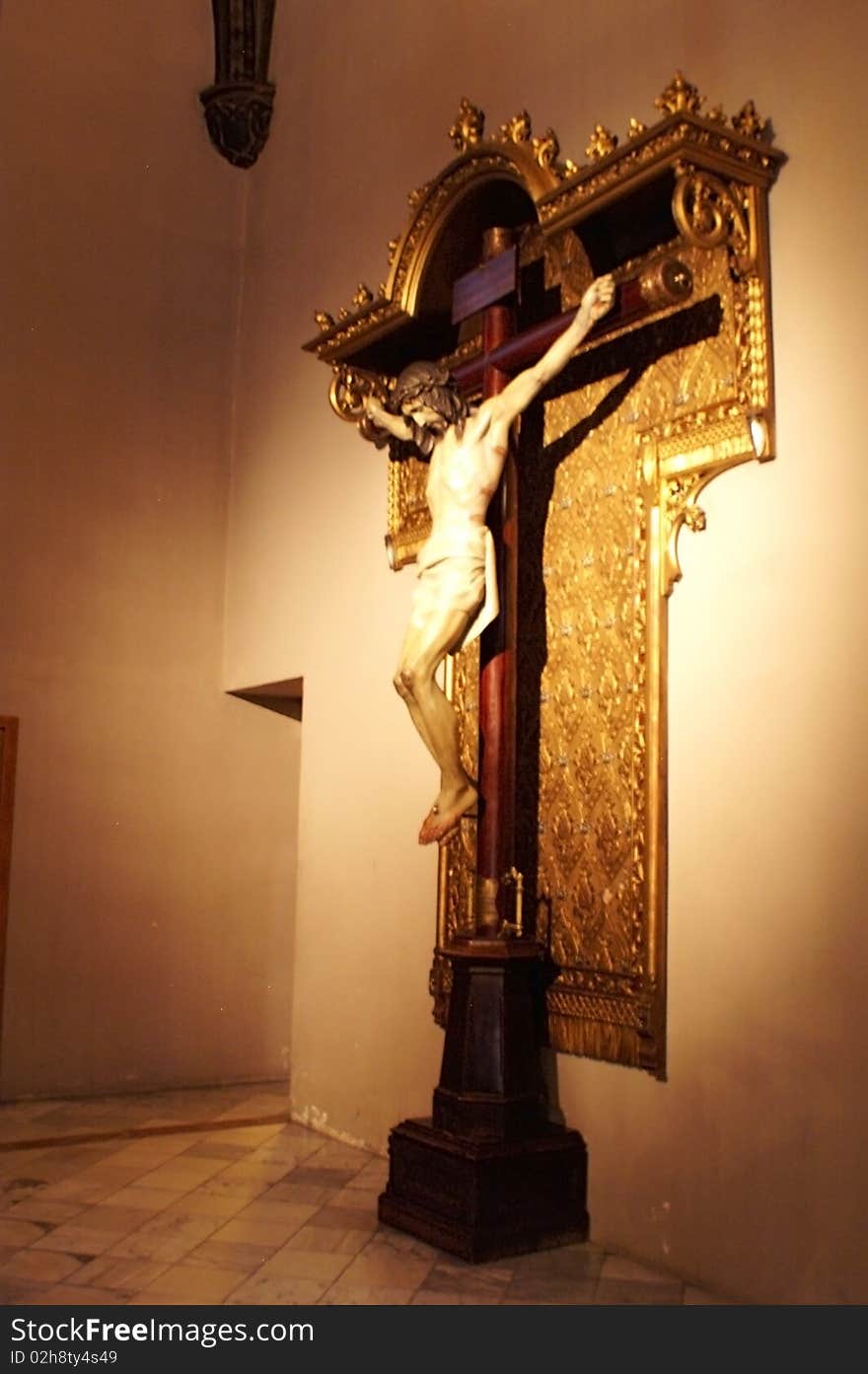 Jesus on the cross Montserrat monastery - Basilica Catalonia, Spain, Barcelona-50 Km