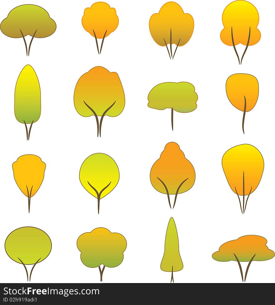 Vector illustration of autumn trees collection