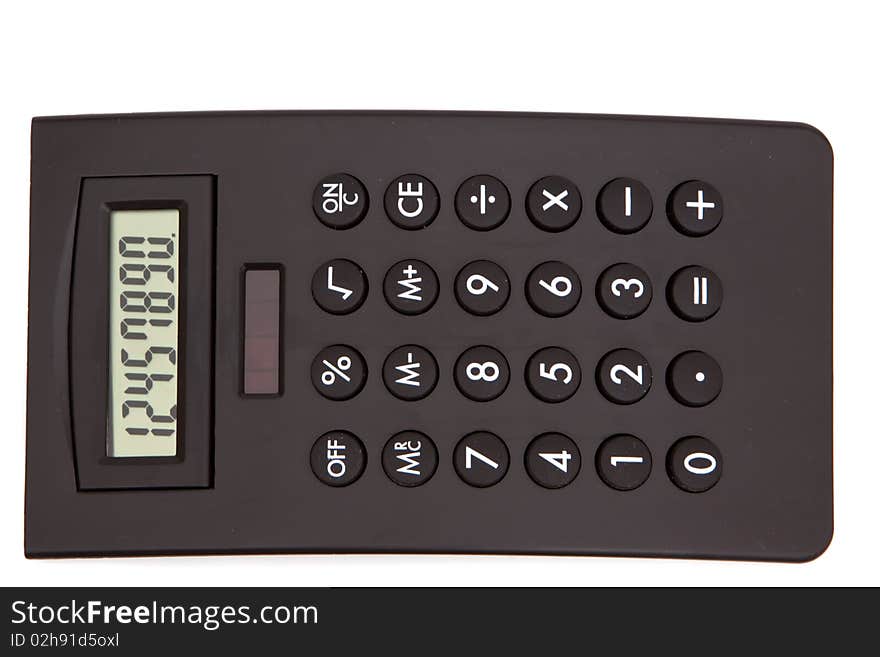 Black calculator on white background