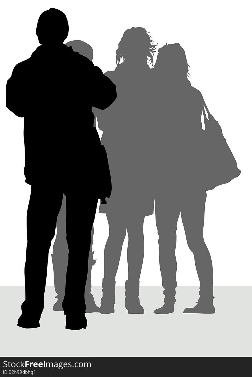 Image of photographer and girls during travel. Image of photographer and girls during travel