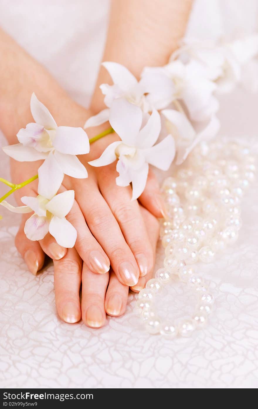 Girl holding beads