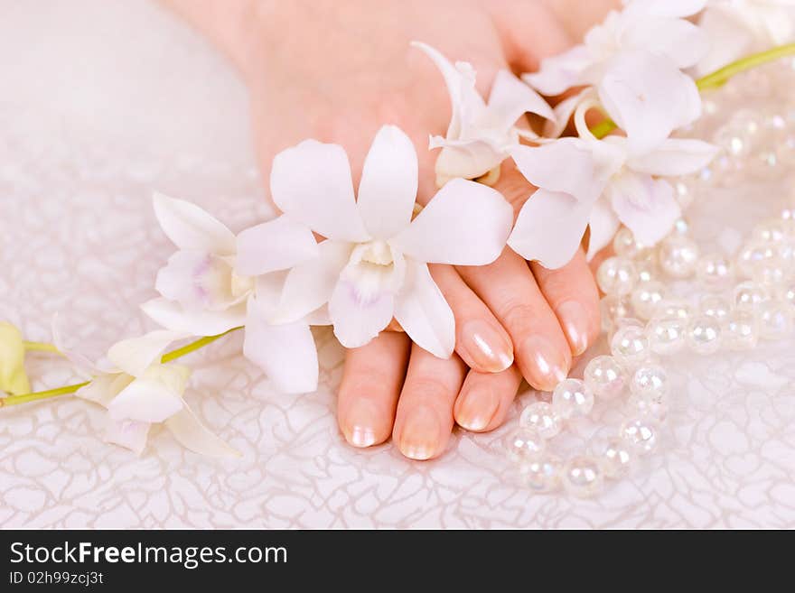 Girl holding beads