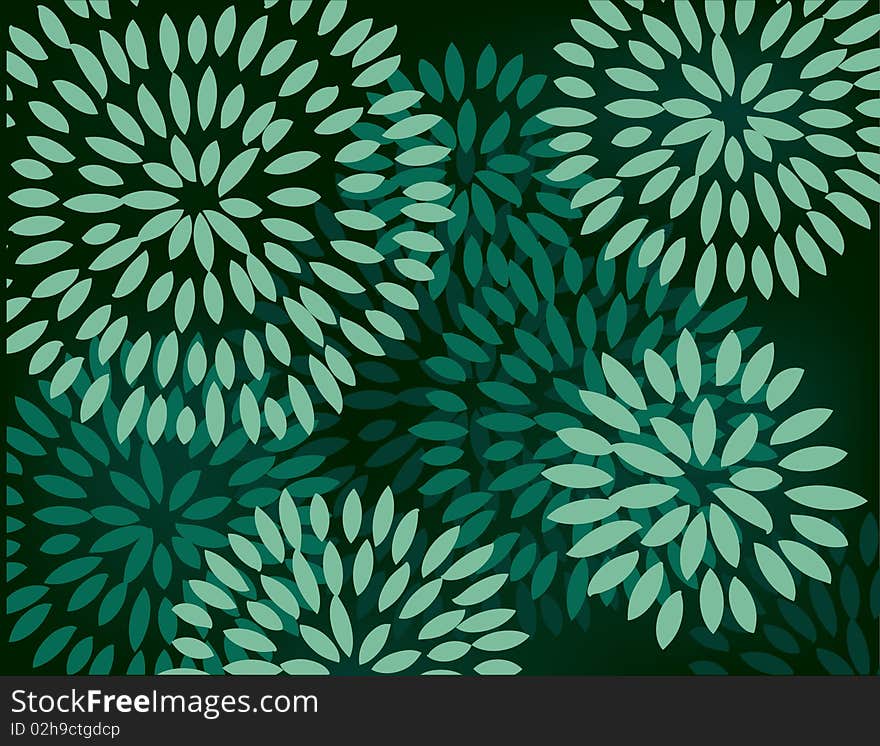 Abstract green background with flowers