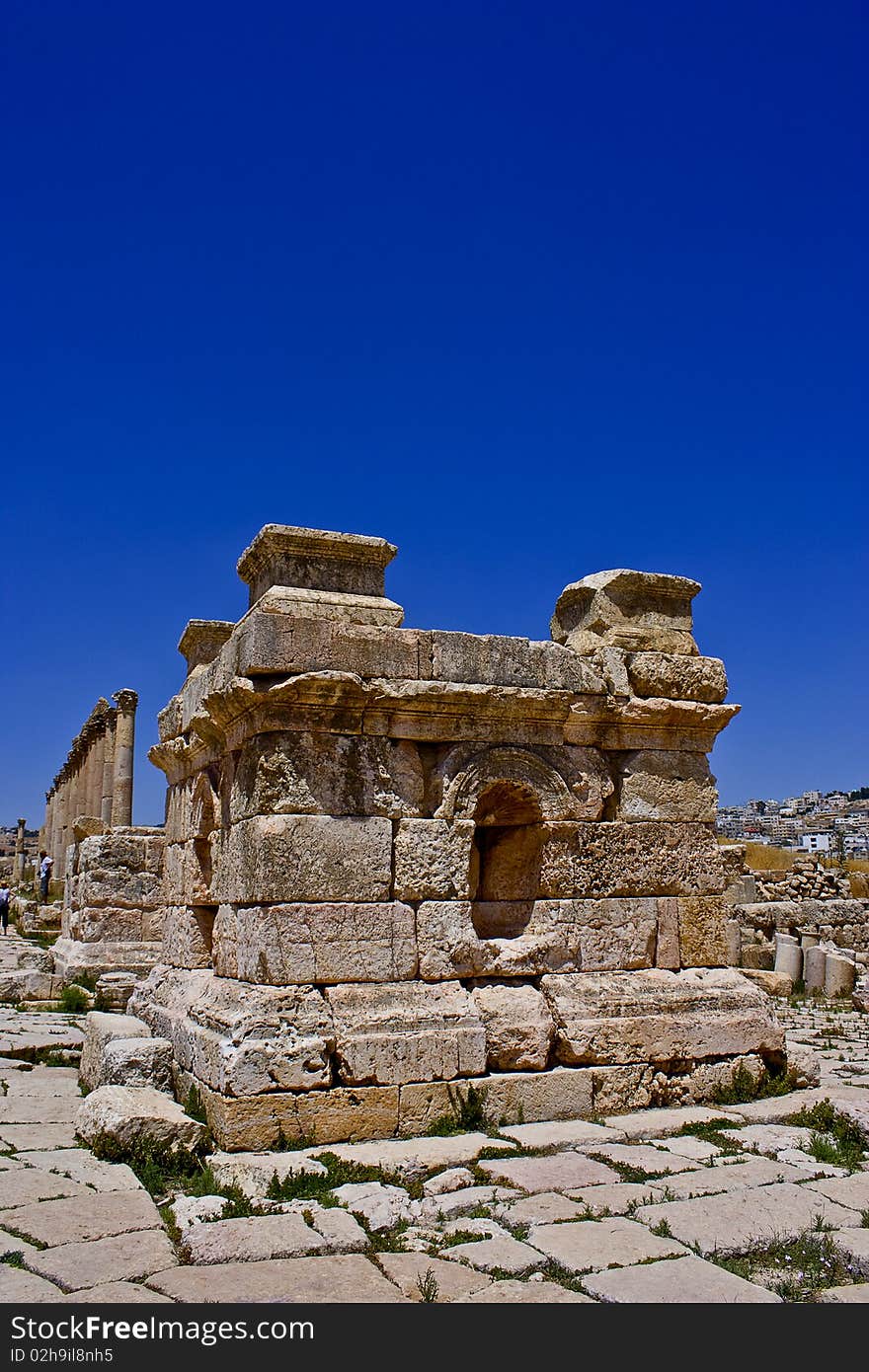 Photo of an Ancient Roman Altar at the ancient romancity located in Jerash - Jordan