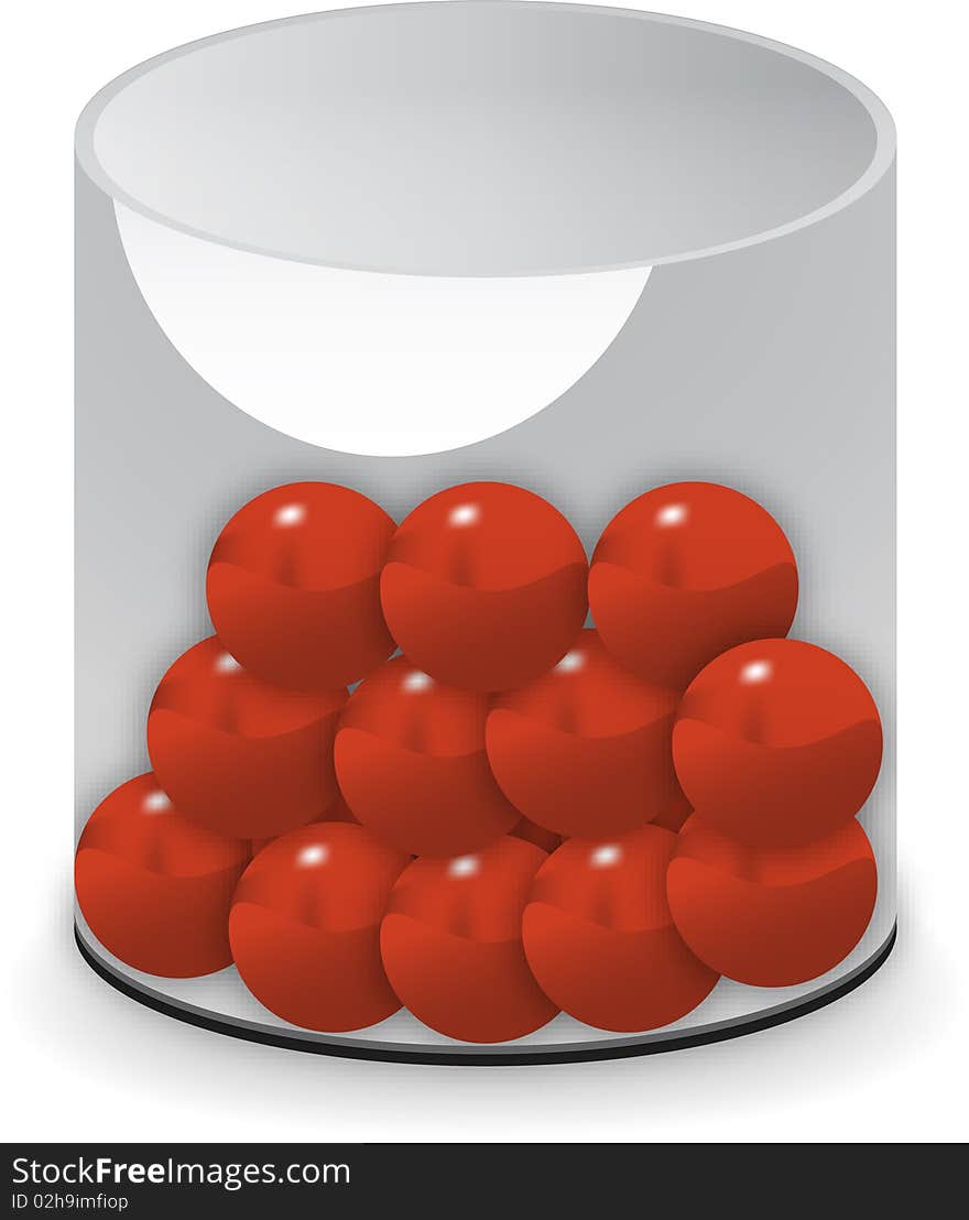 Draw cup with red balls