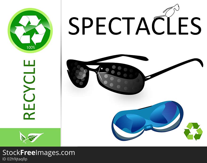 Please recycle spectacles on white background