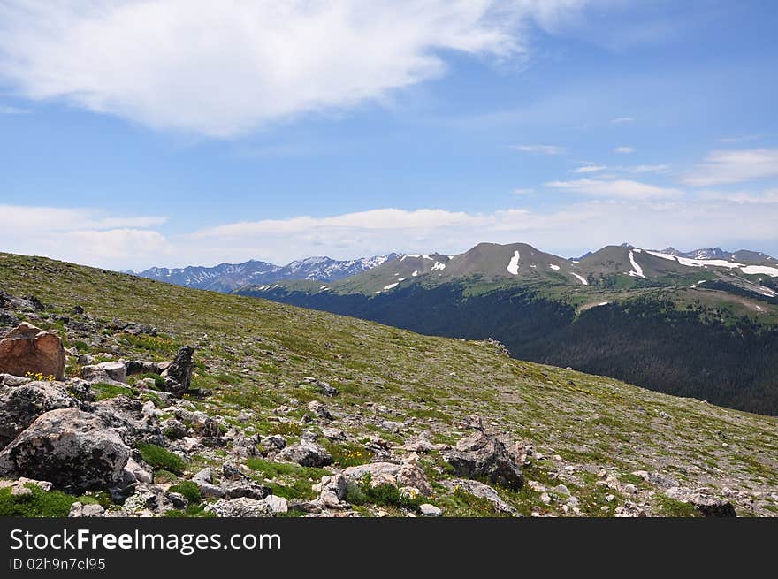 Mountain peaks in Colorado park. Mountain peaks in Colorado park