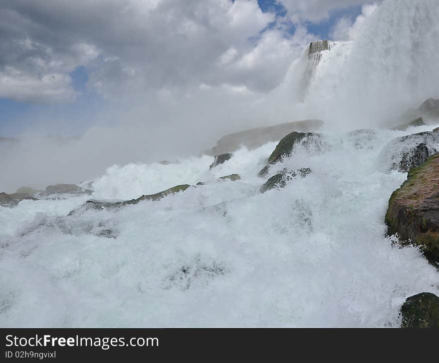 Photo at the bottom of American Falls. Photo at the bottom of American Falls