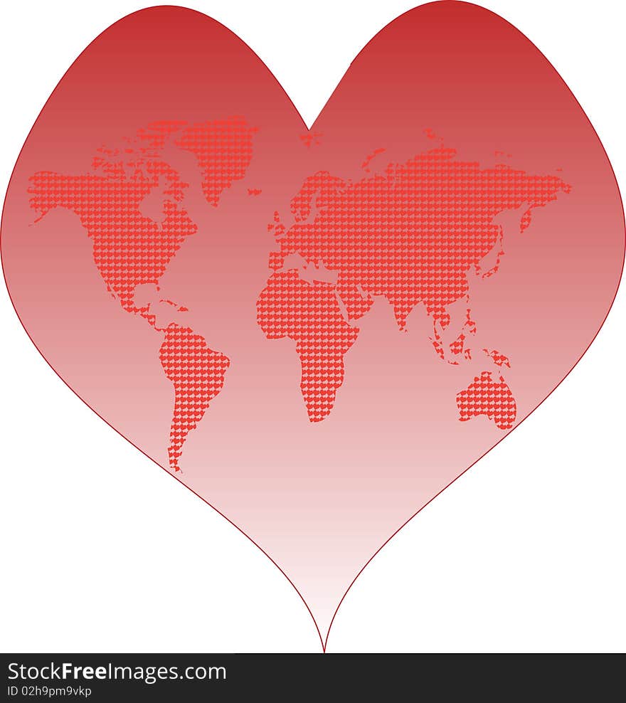 Vector illustration of Earth made of hearts. Vector illustration of Earth made of hearts