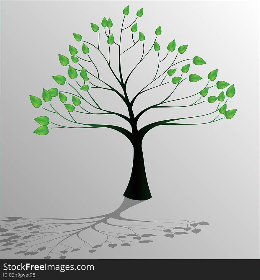 Illustration of a tree with leaves as a symbol of ecology. Illustration of a tree with leaves as a symbol of ecology.