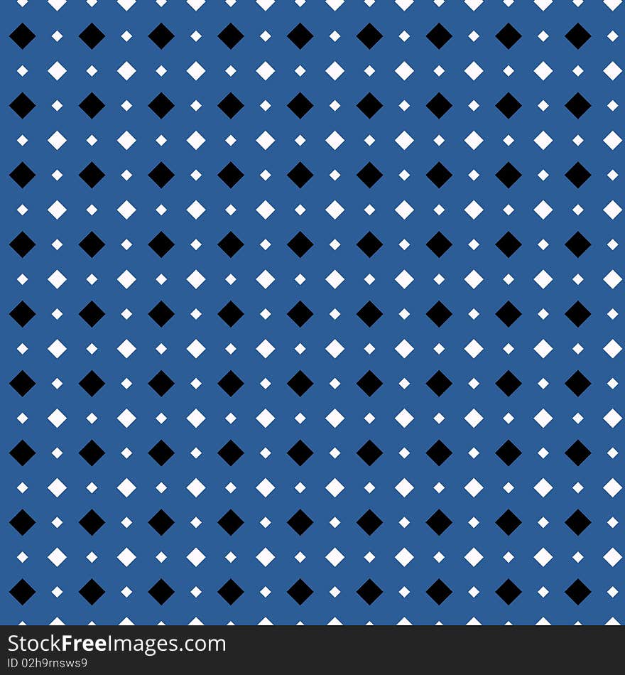 Seamless texture with white and black checks on blue in folk style. Seamless texture with white and black checks on blue in folk style