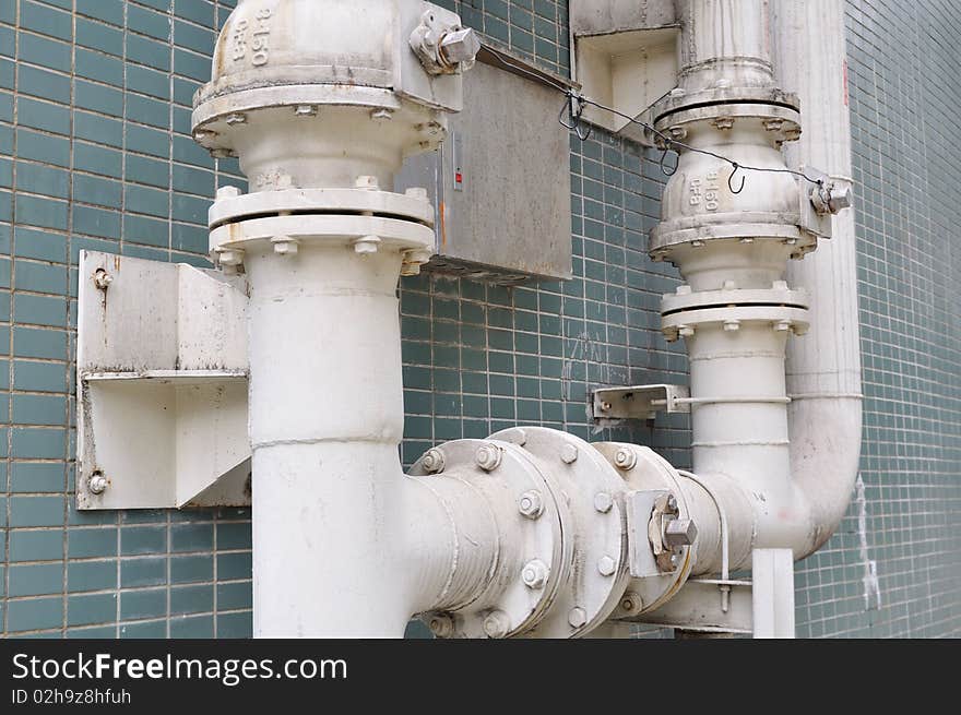 White gas pipe set on the wall. White gas pipe set on the wall