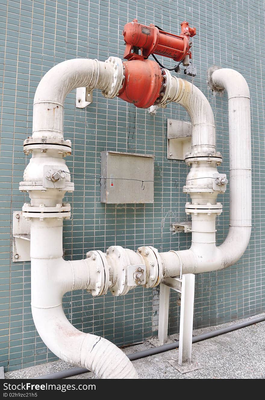 White gas pipe set on the wall. White gas pipe set on the wall