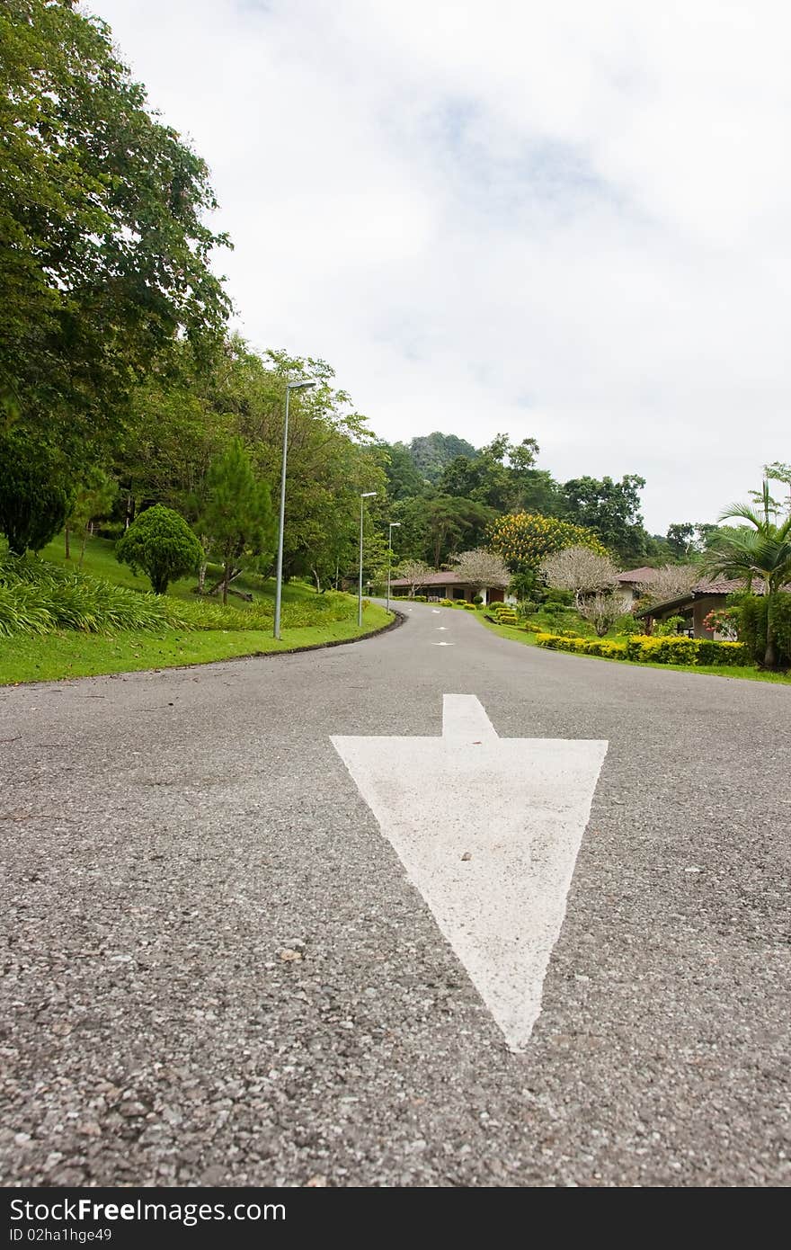 Arrow on the road, thailand