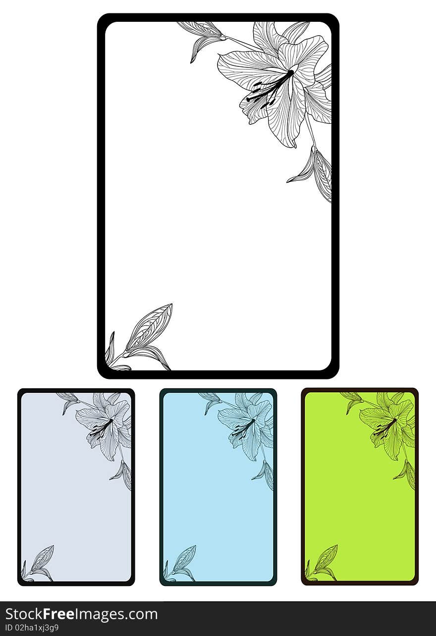 Frame with flower lily and space for text. Frame with flower lily and space for text